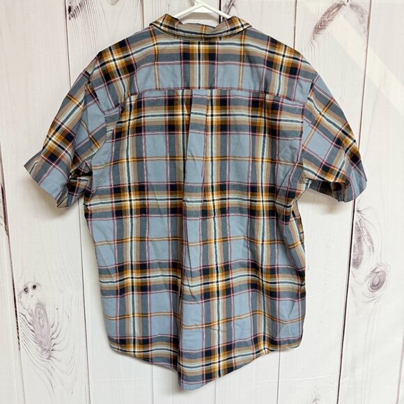 Patagonia Mens Fezzman Shirt Large Blue Brown Gray Plaid Button Up EUC - Picture 3 of 9